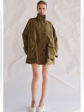 Olive Oversized Parka Jacket- 100% Cotton